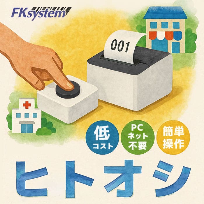 HITOOSHI エフケイシステム シンプル受付発券システム ヒトオシ | FKsystem