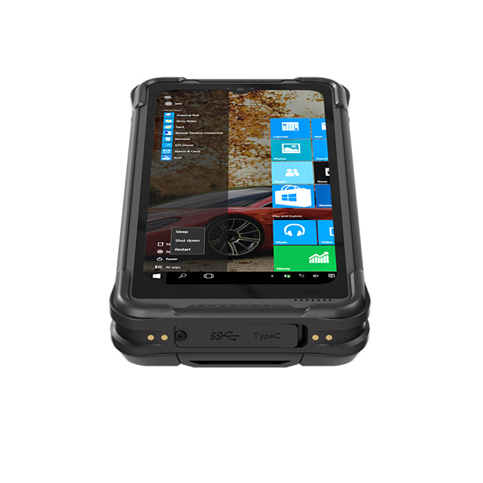 日本ノヴァシステムの産業用6.5インチwindowsハンディターミナル NS605 を下から見たイメージ