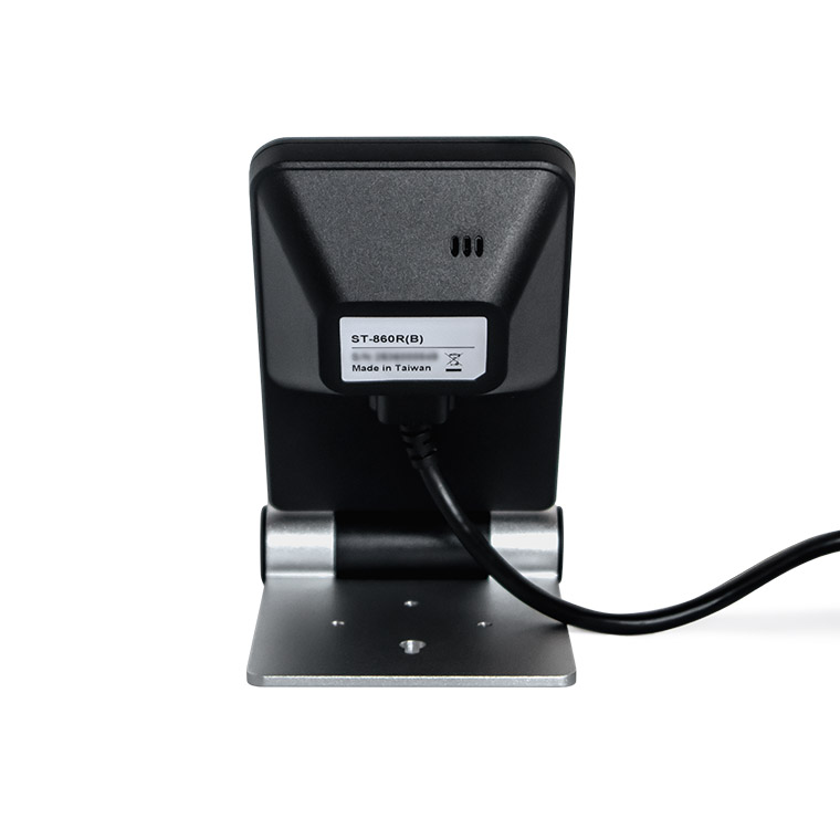エフケイシステムの定置式バーコードリーダー ST-860のブラックモデルの背面イメージ