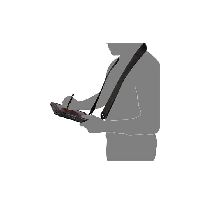 オプションのショルダーストラップを装着した状態でのUX10-EXの利用イメージ