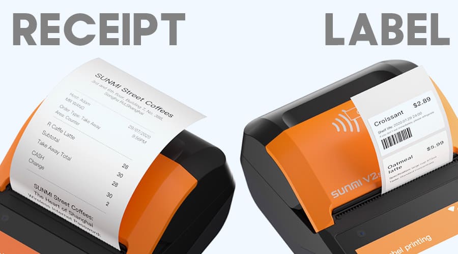 SUNMI V2s ハンディPOSターミナル レシート・ラベル印刷のデュアルプリント機能搭載