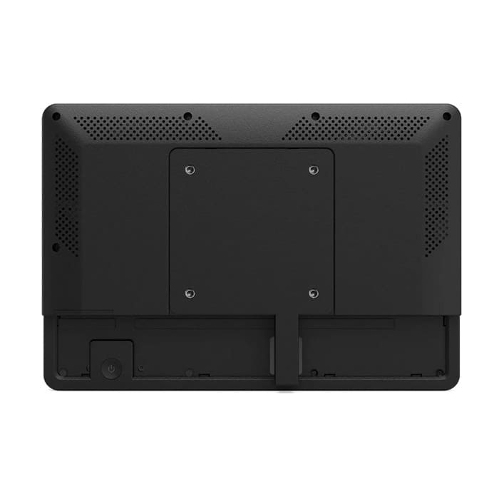 タッチパネルPC WAP-101の背面イメージ。VESA マウント規格（75×75）に対応している。