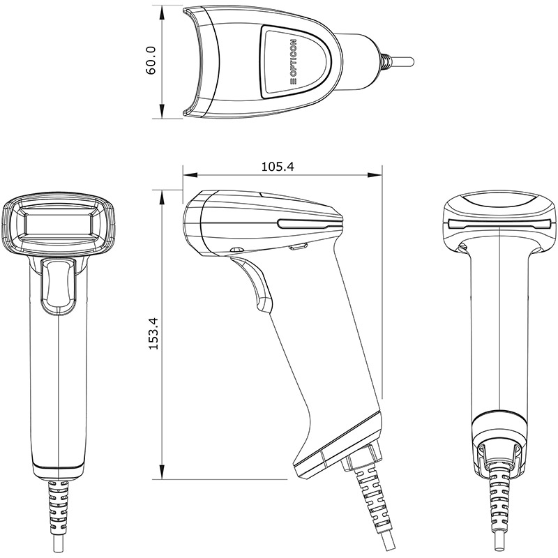 オプトエレクトロニクスのQR対応バーコードリーダー「L-46XS」の外形寸法図